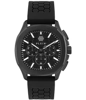 Philipp Plein Men's Skeleton Spectre Quartz Chronograph Solid Black Silicone Strap Watch