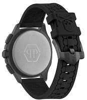 Philipp Plein Men's Skeleton Spectre Quartz Chronograph Solid Black Silicone Strap Watch