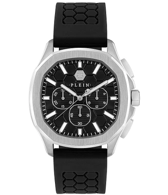 Philipp Plein Men's Skeleton Spectre Quartz Chronograph Black Silicone Strap Watch