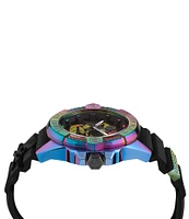 Philipp Plein Men's The Skull Rainbow Quartz Analog Black Silicone Strap Watch