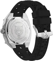 Philipp Plein Men's Thunder Force Analog Silver Metal Black Silicone Strap Watch