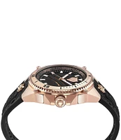 Philipp Plein Men's Thunder Force Analog Rose Gold Metal Black Silicone Strap Watch