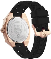 Philipp Plein Men's Thunder Force Analog Rose Gold Metal Black Silicone Strap Watch