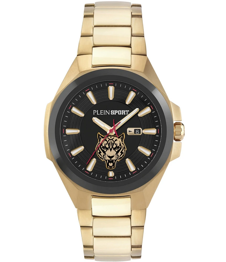 Philipp Plein Men's Tigermaster Analog Gold Tone Stainless Steel Bracelet 47mm Watch