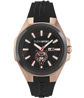 Philipp Plein Men's Tigermaster Rose Gold Analog Black Silicone Strap Watch