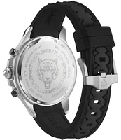 Philipp Plein Men's Warrior Tech Chronograph Black Silicone Strap 47mm Watch