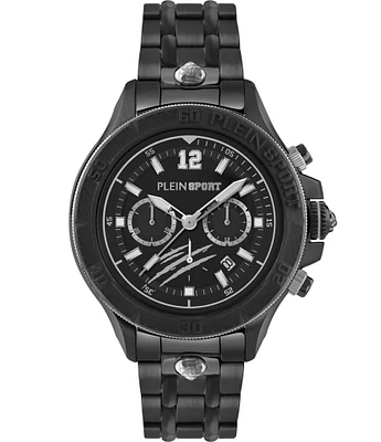 Philipp Plein Men's Warrior Tech Chronograph Black Tone Stainless Steel Bracelet Watch