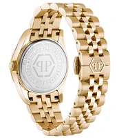 Philipp Plein Women's Date Superlative Crystal Quartz Analog Gold Stainless Steel Bracelet Watch