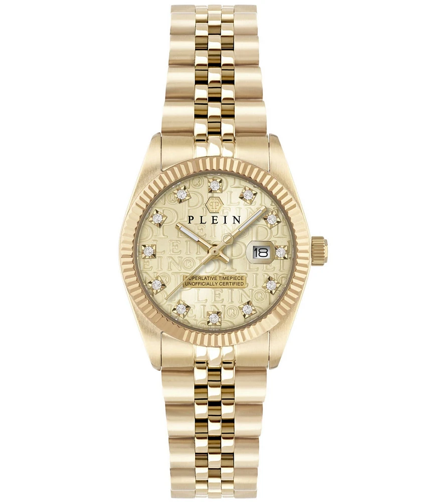 Philipp Plein Women's Date Superlative Mechanical Automatic Gold Tone Stainless Steel Bracelet Watch