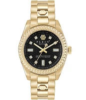 Philipp Plein Women's Queen Quartz Analog Black Dial Gold Stainless Steel Bracelet Watch