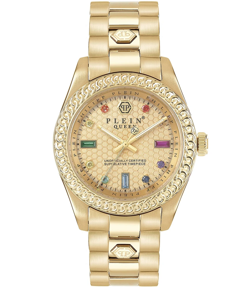 Philipp Plein Women's Queen Quartz Analog Gold Stainless Steel Bracelet Watch