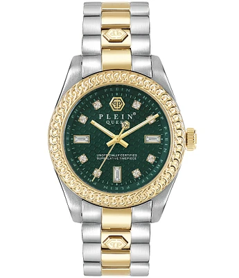 Philipp Plein Women's Queen Quartz Analog Two Tone Green Dial Stainless Steel Bracelet Watch