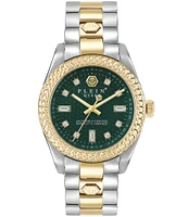 Philipp Plein Women's Queen Quartz Analog Two Tone Green Dial Stainless Steel Bracelet Watch