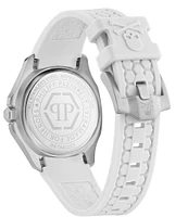 Philipp Plein Women's Spectre Crystal Quartz Analog White Silicone Strap Watch