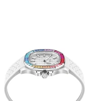 Philipp Plein Women's Spectre Crystal Quartz Analog White Silicone Strap Watch