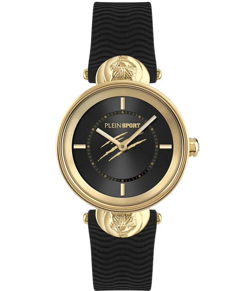 Philipp Plein Women's Supernova Analog Gold Metal Black Silicone Strap Watch