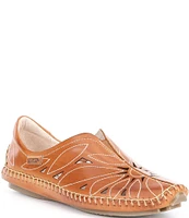 Pikolinos Jerez Floral Leather Cut-Out Detail Slip-On Moccasins