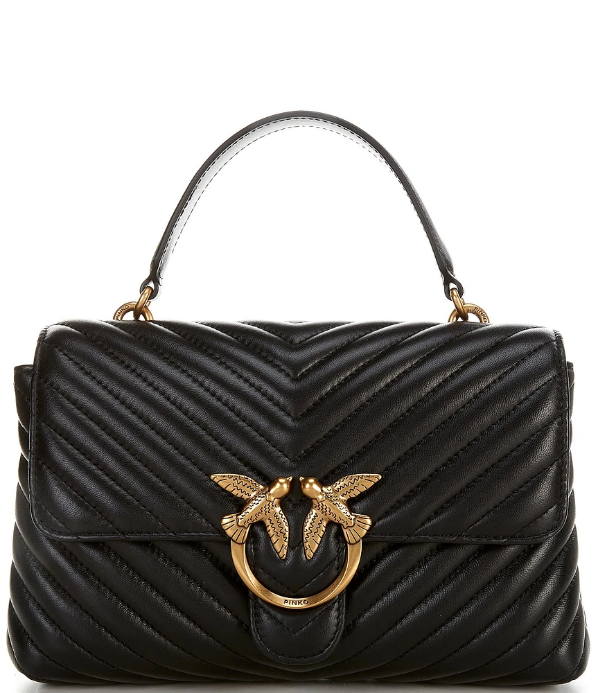 PINKO Classic Lady Love Puff Chevron Top Handle Shoulder Bag