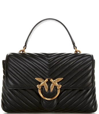 PINKO Classic Lady Love Puff Chevron Top Handle Shoulder Bag