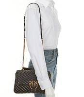 PINKO Classic Lady Love Puff Chevron Top Handle Shoulder Bag