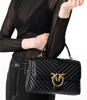 PINKO Classic Lady Love Puff Chevron Top Handle Shoulder Bag