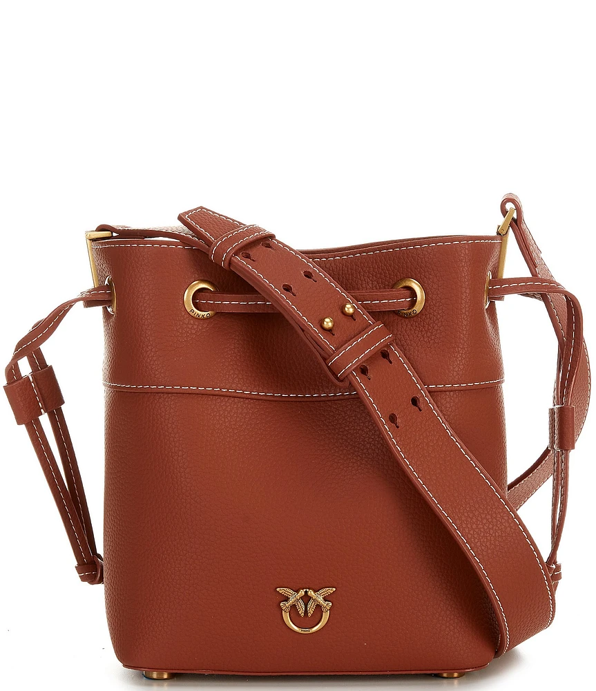 PINKO Mini Leather Crossbody Bucket Bag