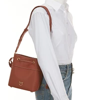 PINKO Mini Leather Crossbody Bucket Bag