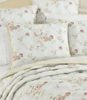 Piper & Wright Amalia Quilt Collection Rose Floral Bouquet Printed Reversible Quilt