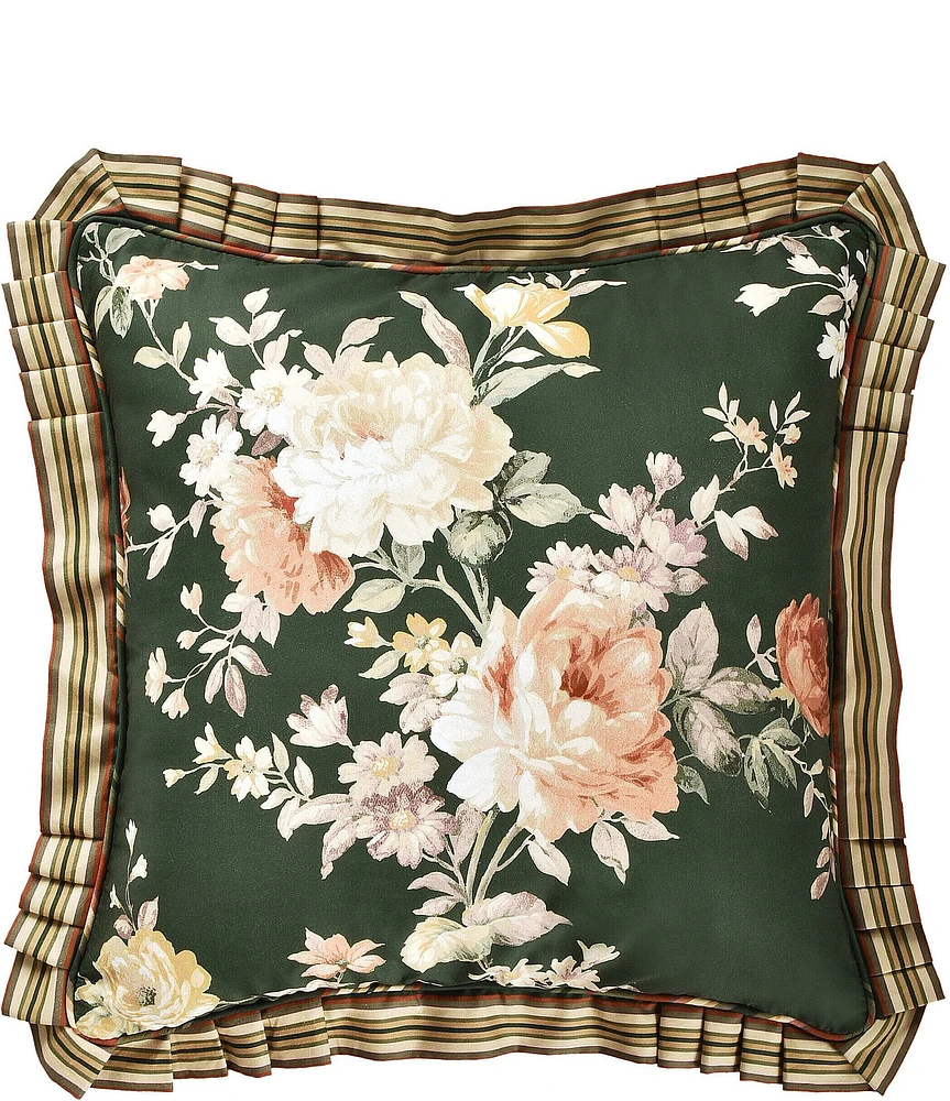 Piper & Wright Brittany Floral Patterned Cotton Reversible Decorative Square Pillow