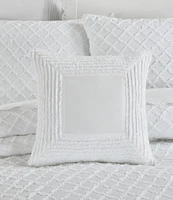 Piper & Wright Lillian Collection Jacquard-Framed Striped 16#double; Square Decorative Reversible Pillow