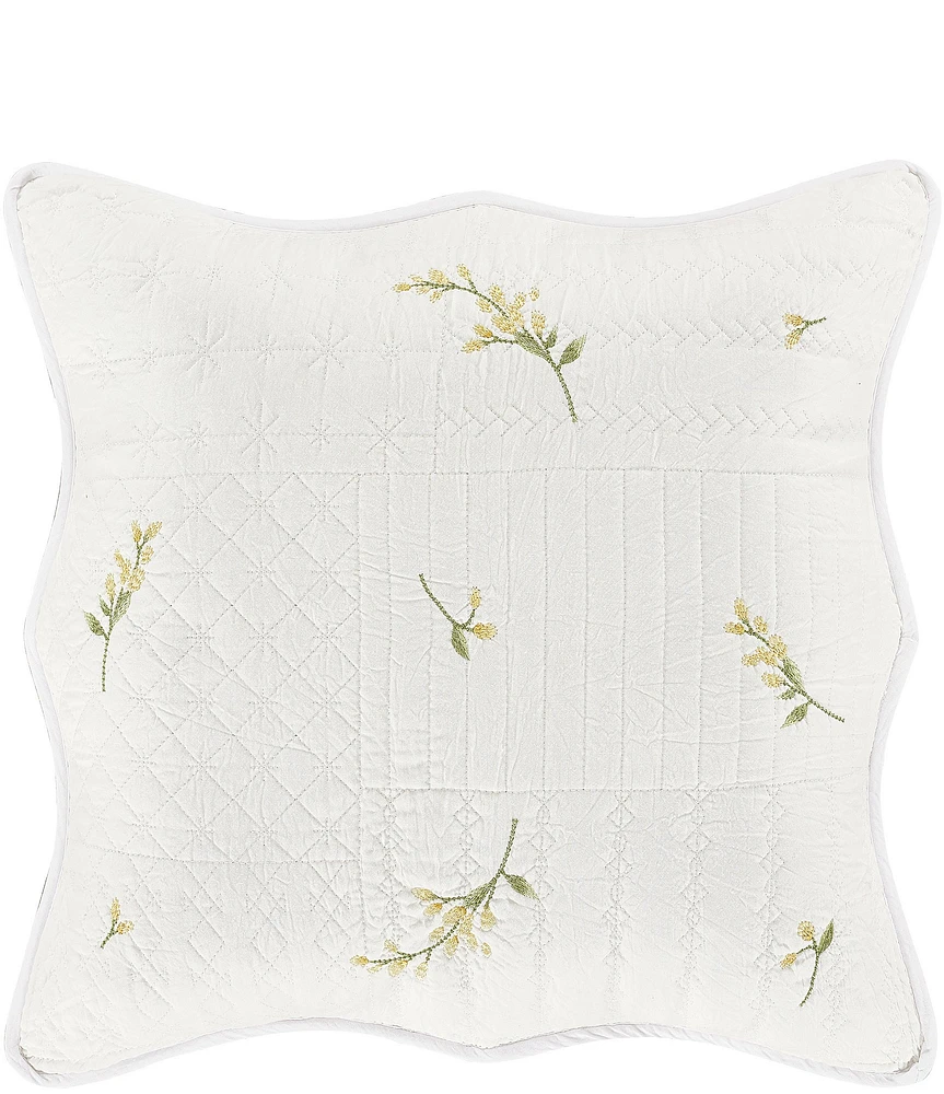 Piper & Wright Sandra 20#double; Square Yellow Floral Decorative Pillow