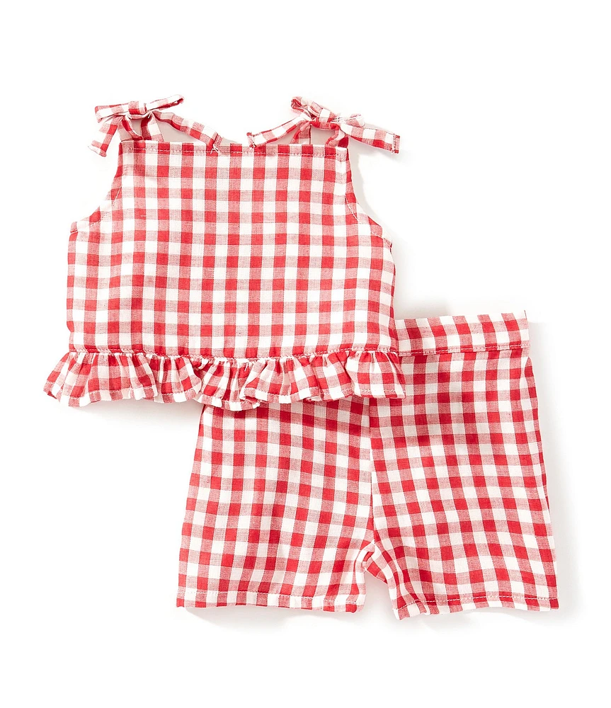 Pippa & Julie Baby Girls 12-24 Months Janice Sleevless Gingham-Printed Tank Top & Matching Shorts Set