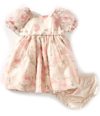 Pippa & Julie Baby Girls Puffed-Sleeve Emilia Floral-Printed Fit-And-Flare Dress