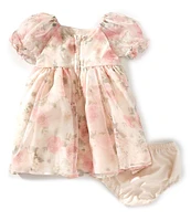 Pippa & Julie Baby Girls Puffed-Sleeve Emilia Floral-Printed Fit-And-Flare Dress
