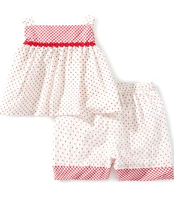 Pippa & Julie Baby Girls 12-24 Months Saskia Polka-Dot/Gingham Tank Top & Matching Shorts Set