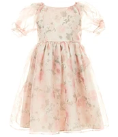 Pippa & Julie Little Girls Puffed-Sleeve Emilia Floral-Printed Fit-And-Flare Dress