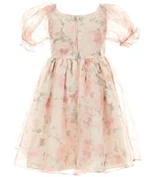 Pippa & Julie Little Girls Puffed-Sleeve Emilia Floral-Printed Fit-And-Flare Dress