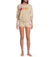 PJ Salvage Brushed Terry Heart Detail Drawstring Tie Coordinating Sleep Shorts