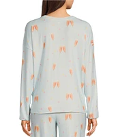 PJ Salvage Bubbly Print Jersey Round Neck Long Sleeve Coordinating Sleep Top