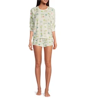 PJ Salvage Butter Jersey Margarita Print Drawstring Tie Coordinating Sleep Shorts