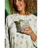 PJ Salvage Butter Jersey Margarita Print Drawstring Tie Coordinating Sleep Shorts