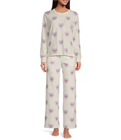 PJ Salvage Cozy Pointelle Heart Print Coordinating Sleep Pant