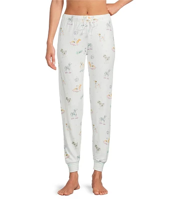 PJ Salvage Disco Dog Peachy Knit Drawstring Tie Coordinating Sleep Jogger