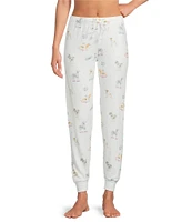 PJ Salvage Disco Dog Peachy Knit Drawstring Tie Coordinating Sleep Jogger