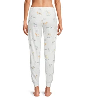 PJ Salvage Disco Dog Peachy Knit Drawstring Tie Coordinating Sleep Jogger