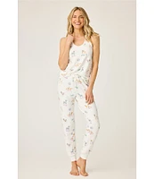 PJ Salvage Disco Dog Peachy Knit Drawstring Tie Coordinating Sleep Jogger