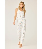 PJ Salvage Disco Dog Peachy Knit Drawstring Tie Coordinating Sleep Jogger