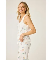 PJ Salvage Disco Dogs Sleeveless Scoop Neck Peachy Knit Coordinating Sleep Top