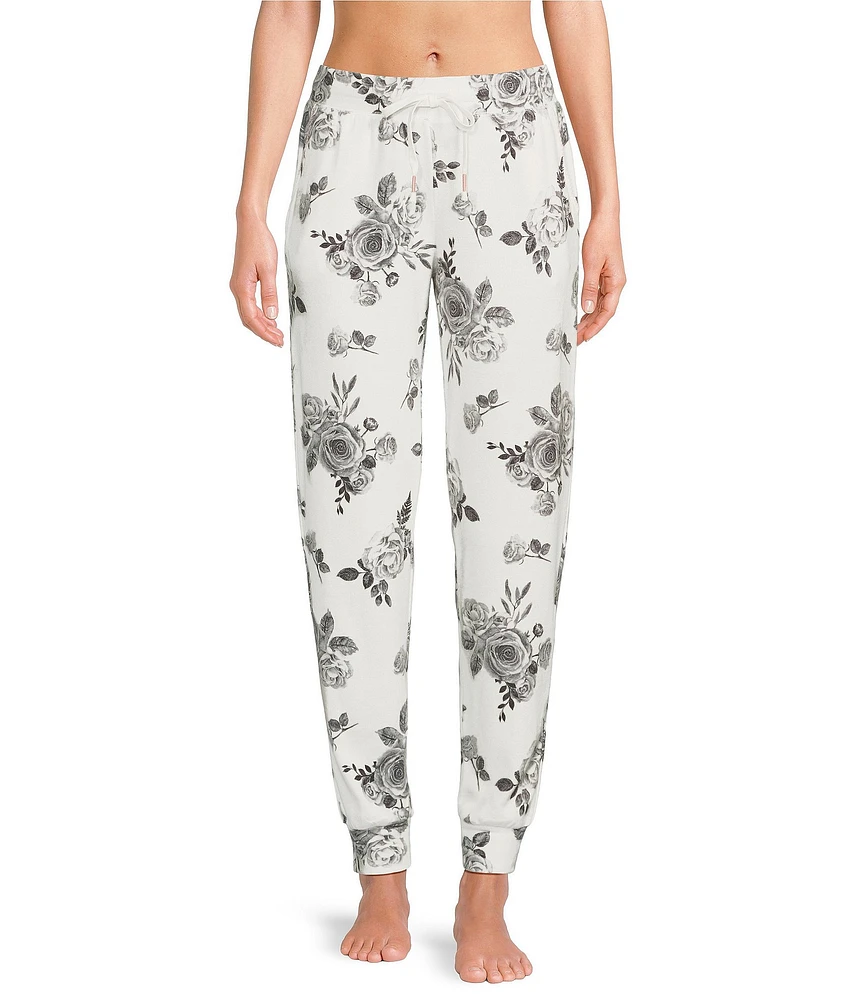 PJ Salvage Feeling Loved Floral Peachy Knit Coordinating Sleep Jogger