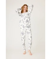 PJ Salvage Feeling Loved Floral Peachy Knit Coordinating Sleep Jogger